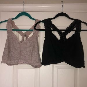 Two cacique bralettes. Stretchy with cross back!